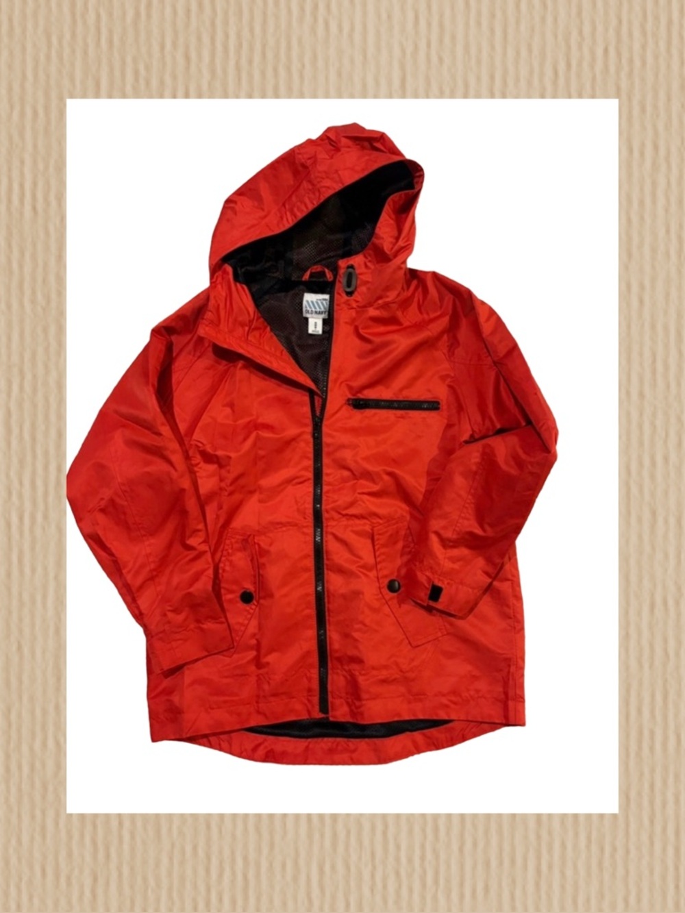 🧵 Old Navy Dark Orange Hooded Rain Jacket for Kids